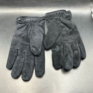 Lands End Suede Black Leather Gloves Womens Size Large Thinsulate Nylon Lining